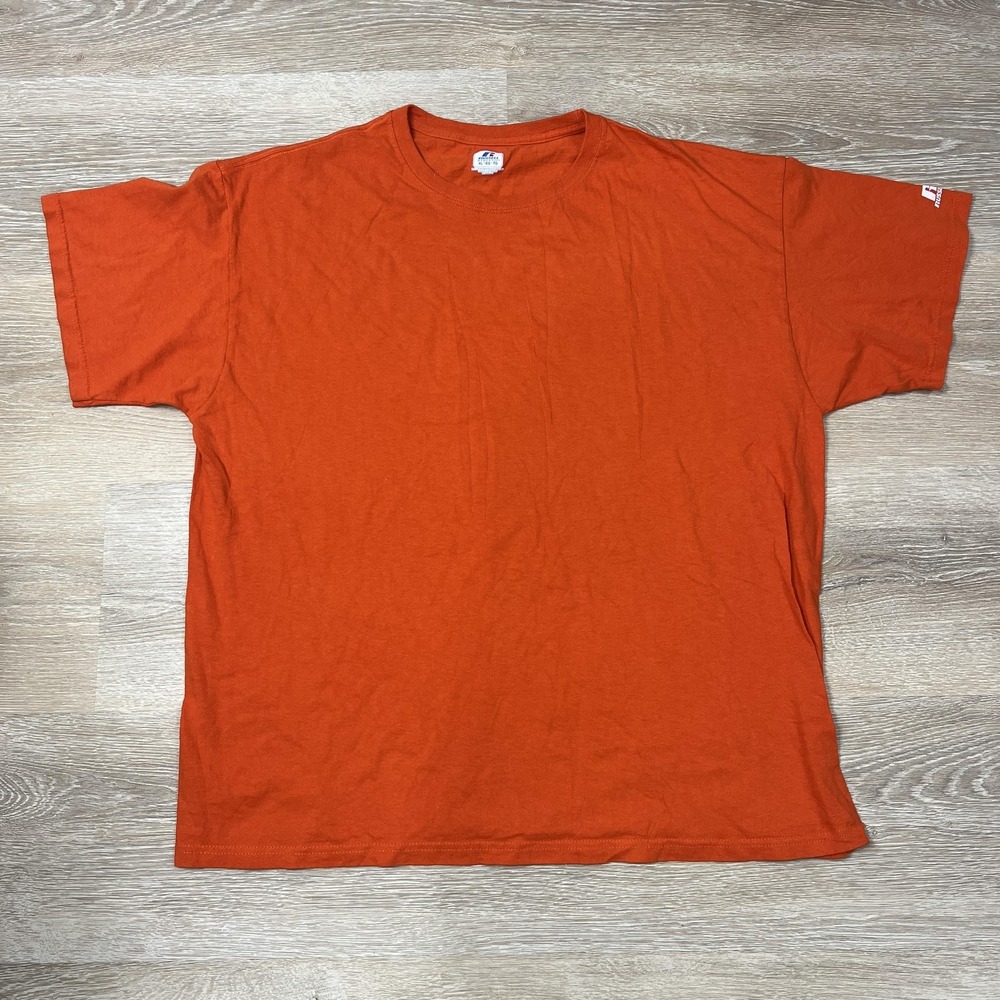 Russell Athletic Shirt Mens XL Orange Crewneck Short Sleeve Tee Blank Basic